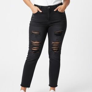 SHEIN CURVE Women’s Curvy Distressed Ripped Jeans